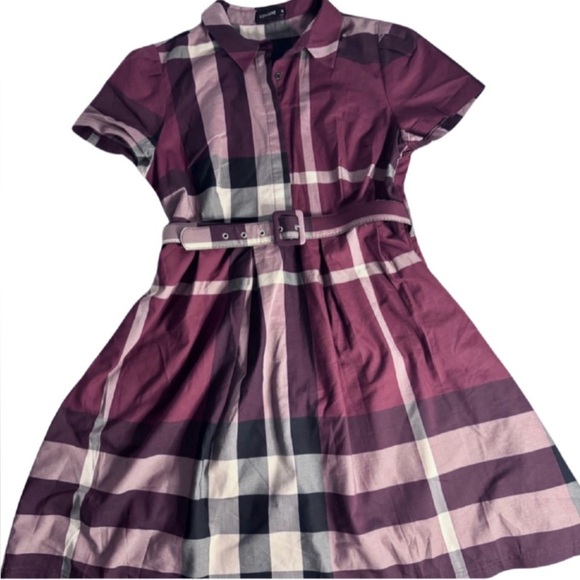 Liza Luxe Midi Dress Plaid- with belt NWOT - Picture 2 of 6